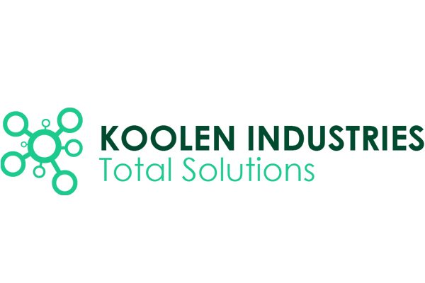 Logo Koolen Industries Total Solutions met groen molecuulontwerp